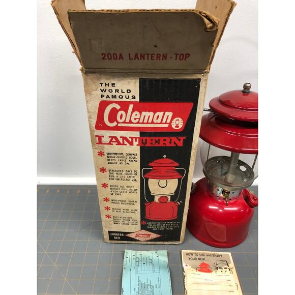 Vintage Coleman 200A Red Lantern Single Mantle with Box - Picture 1 of 8